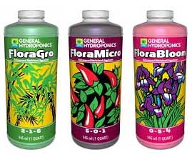 General Hydropnics Flora trio is a great choice for growing cannabis in hydro