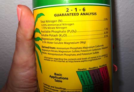 The back label from a popular nutrient brand